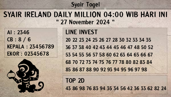 Prediksi Ireland Daily Million 04:00 WIB