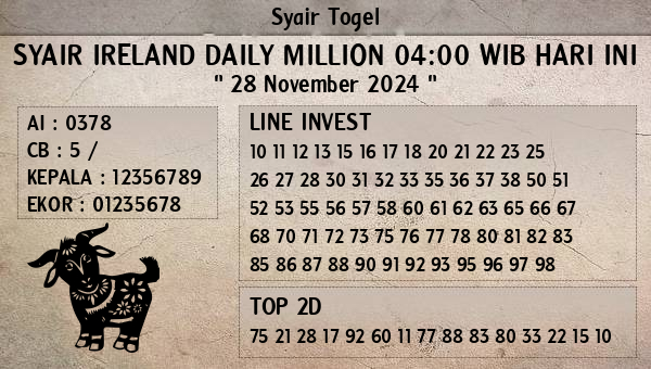 Prediksi Ireland Daily Million 04:00 WIB