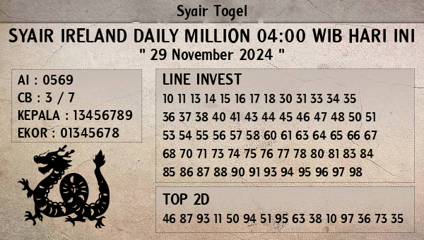 Prediksi Ireland Daily Million 04:00 WIB