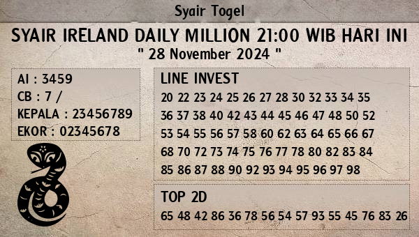 Prediksi Ireland Daily Million 21:00 WIB