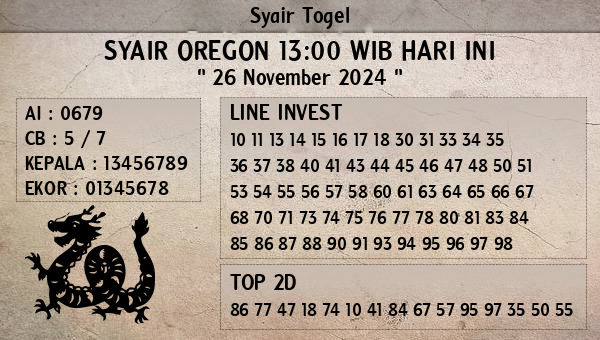 Prediksi Oregon 13:00 WIB