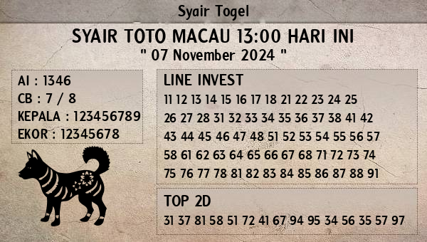 Prediksi Toto Macau 13:00