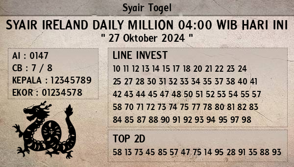 Prediksi Ireland Daily Million 04:00 WIB