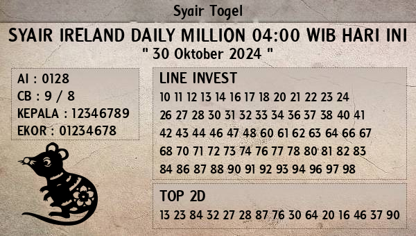 Prediksi Ireland Daily Million 04:00 WIB