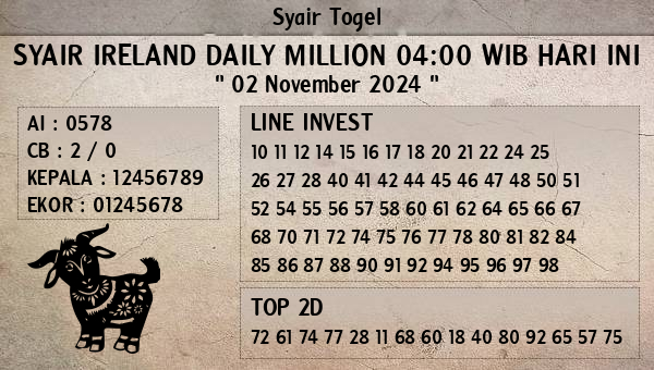 Prediksi Ireland Daily Million 04:00 WIB