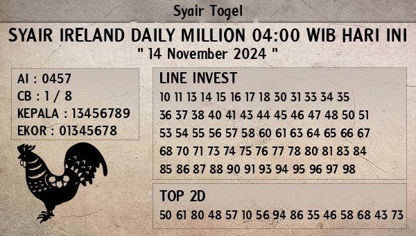 Prediksi Ireland Daily Million 04:00 WIB