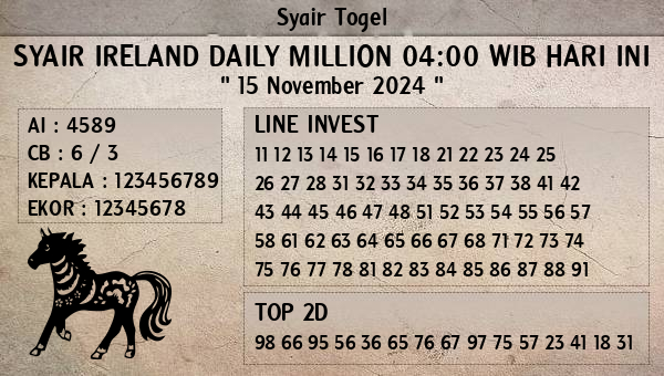 Prediksi Ireland Daily Million 04:00 WIB