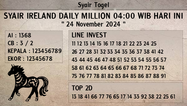 Prediksi Ireland Daily Million 04:00 WIB