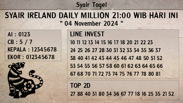 Prediksi Ireland Daily Million 21:00 WIB