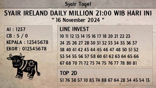 Prediksi Ireland Daily Million 21:00 WIB