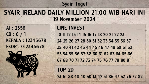 Prediksi Ireland Daily Million 21:00 WIB