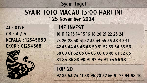 Prediksi Toto Macau 13:00