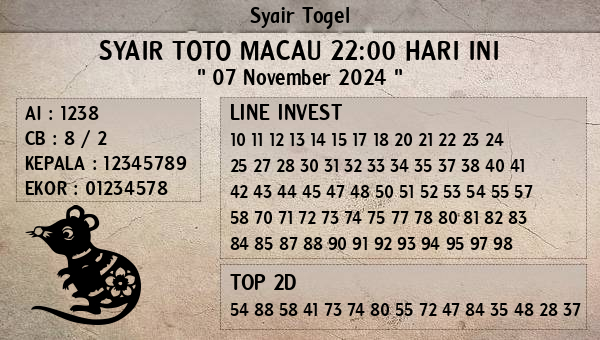 Prediksi Toto Macau 22:00